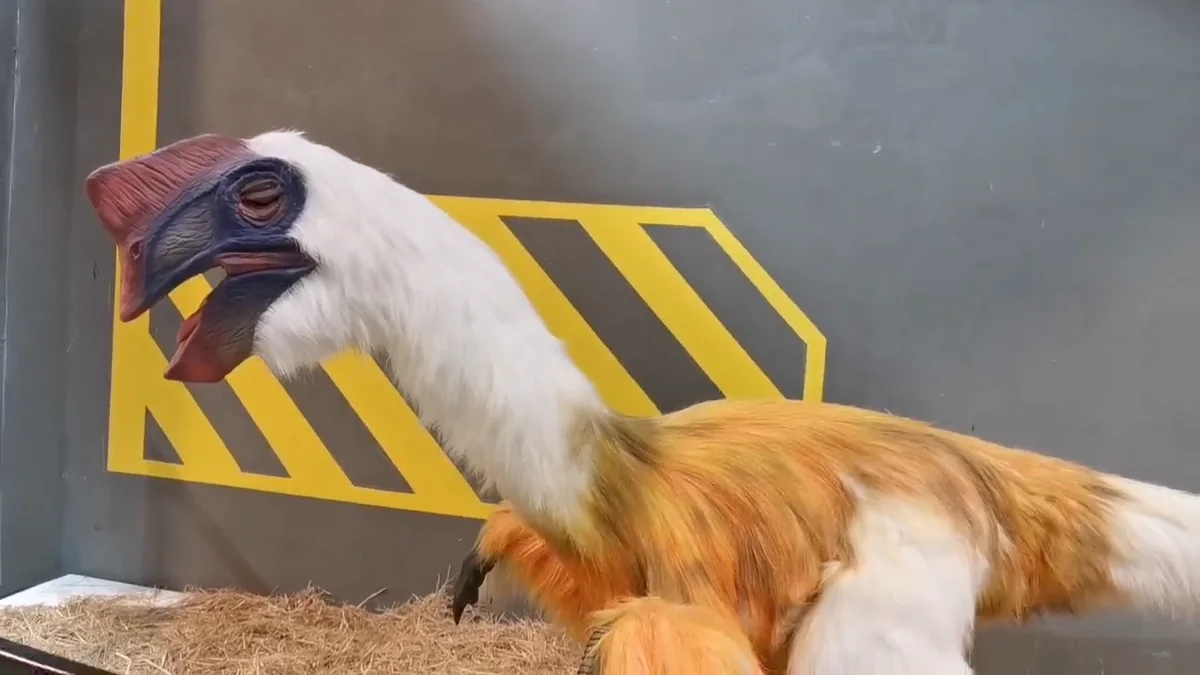 Animatronic oviraptor stepper motor demonstration showing incremental head movement