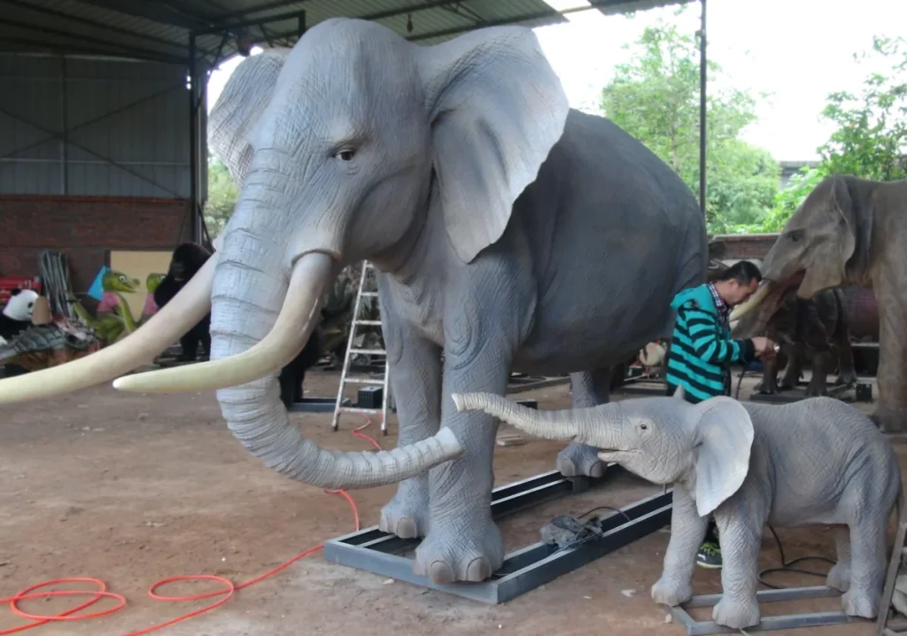 Ride-On Animatronic Baby Elephant for Kids Parks