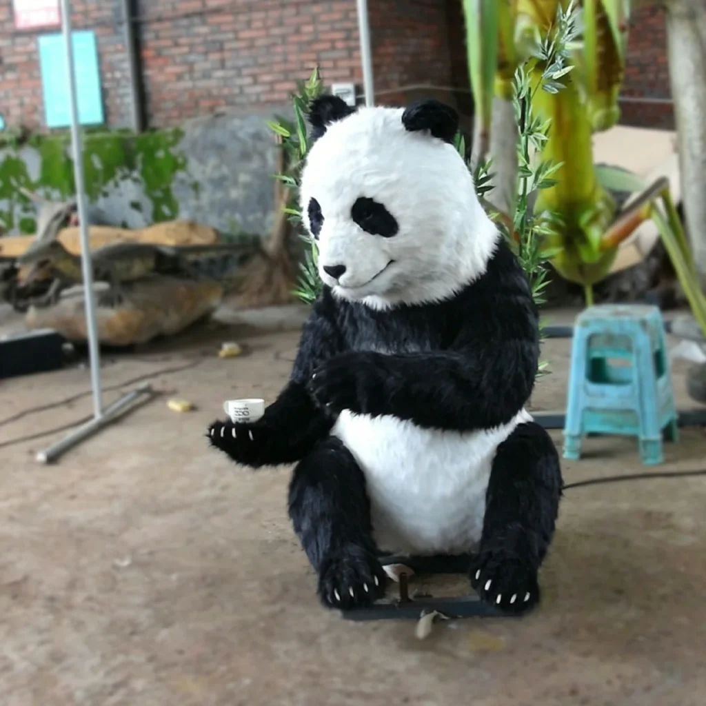 Lifelike Giant Panda Animatronic — Tea Ceremony Pose
