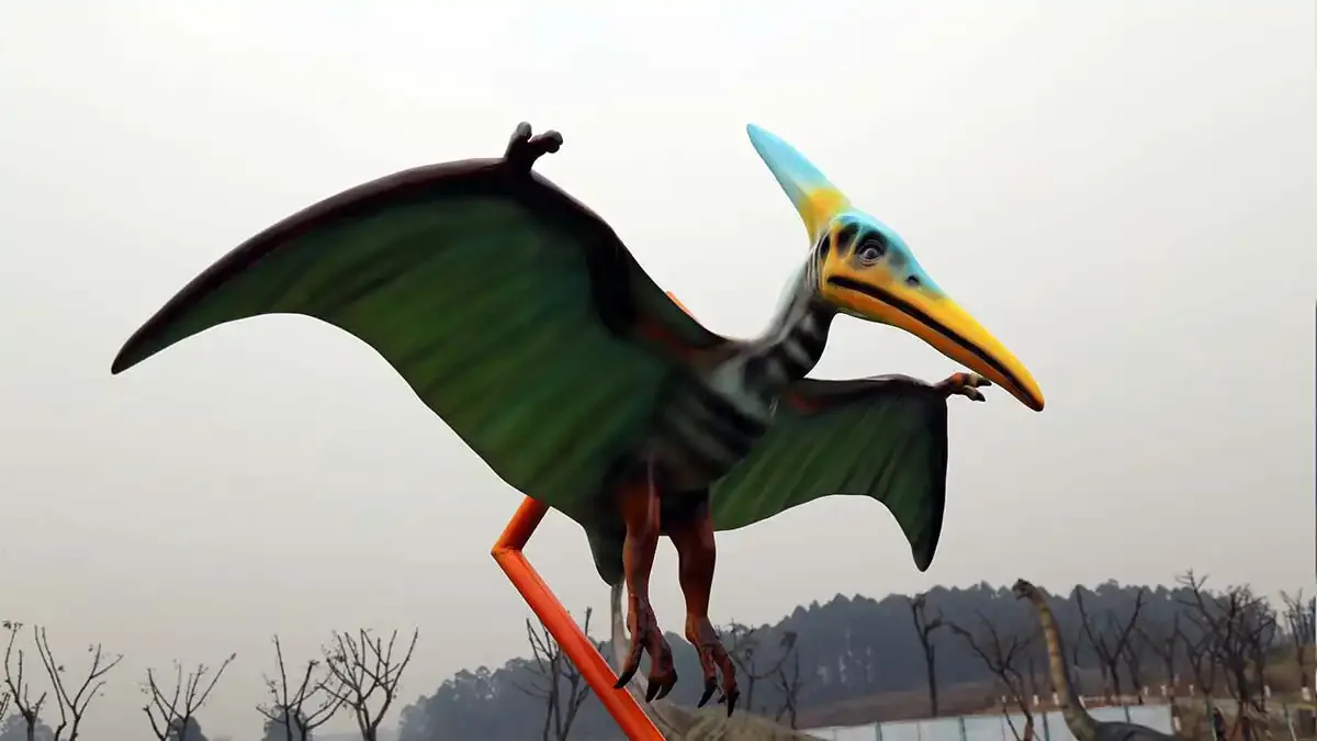 Realistic animatronic dinosaur with detailed silicone skin