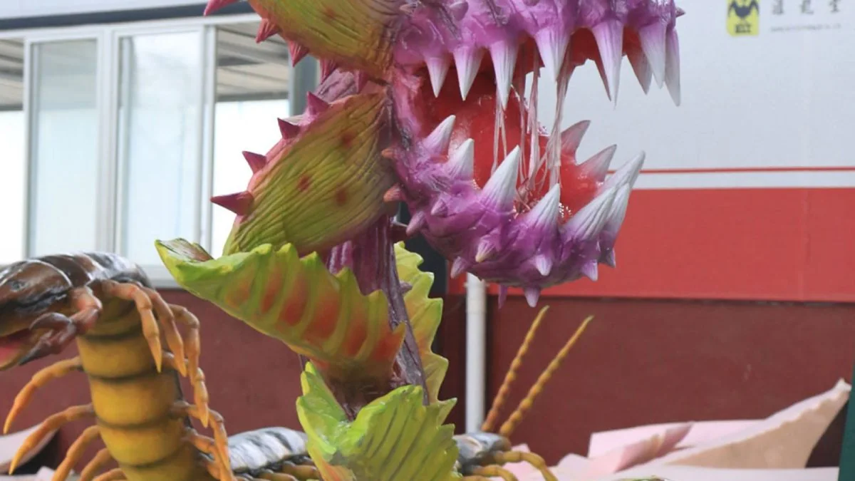 Detail of an animatronic Venus flytrap trap and trigger hairs