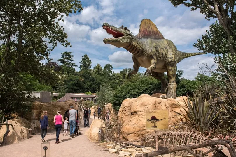 Sixteen metre animatronic dinosaur in a safari park
